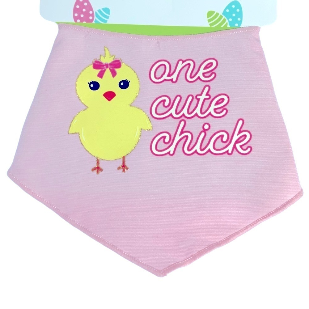 Easter Dog Bandana Yellow Easter Chick Graphic Tie Lrg/X Larg  Neck 18-24 in